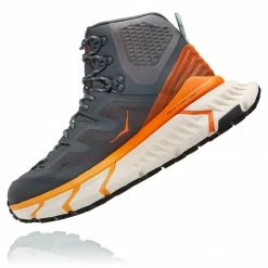Hoka One One Tennine Hike GTX Chaussures Homme, gris/orange -Chaussures trekking Soldes hoka one one tennine hike gtx shoes men castlerock persimmon orange 4