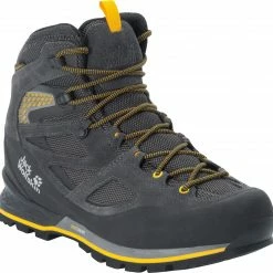 Jack Wolfskin Force Crest Texapore Chaussures mi-hautes Homme, gris/jaune -Chaussures trekking Soldes jack wolfskin force crest texapore mid shoes men black burly yellow xt 4