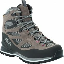 Jack Wolfskin Force Crest Texapore Chaussures mi-hautes Femme, gris/rose -Chaussures trekking Soldes jack wolfskin force crest texapore mid shoes women tarmac grey pink 4