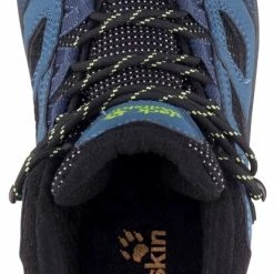Jack Wolfskin Vojo Texapore Chaussures Mi-Hautes Enfant, bleu/noir -Chaussures trekking Soldes jack wolfskin vojo texapore mid shoes kids dark blue lime 5 1